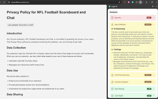 Legal AI: Privacy Policy Analyzer from Chrome web store to be run with OffiDocs Chromium online Legal AI: Privacy Policy Analyzer from Chrome web store to be run with OffiDocs Chromium online