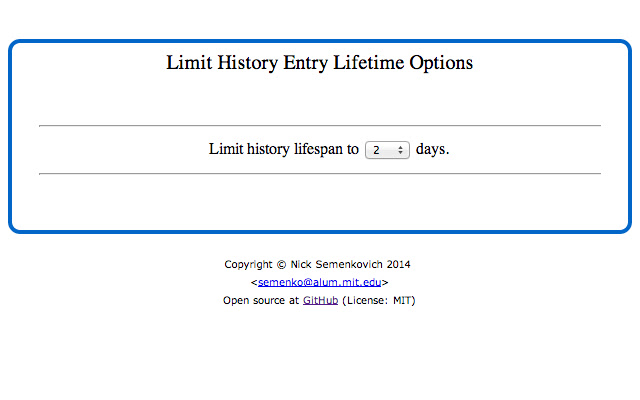 Limit History Lifetime from Chrome web store to be run with OffiDocs Chromium online Limit History Lifetime from Chrome web store to be run with OffiDocs Chromium online