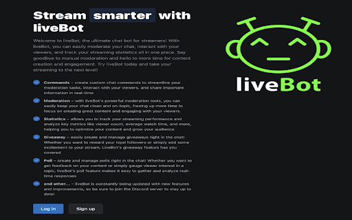 Livebot.App Kick Followers Synchronizer from Chrome web store to be run with OffiDocs Chromium online Livebot.App Kick Followers Synchronizer from Chrome web store to be run with OffiDocs Chromium online