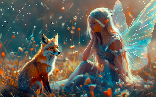 magical fairy sitting with fox from Chrome web store to be run with OffiDocs Chromium online magical fairy sitting with fox from Chrome web store to be run with OffiDocs Chromium online