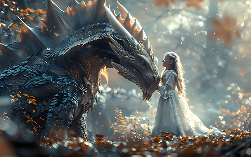 Magical scene of little girl rubbing dragon head from Chrome web store to be run with OffiDocs Chromium online Magical scene of little girl rubbing dragon head from Chrome web store to be run with OffiDocs Chromium online