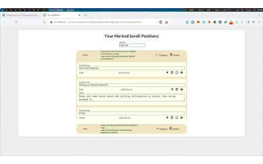Mark Scroll Positions from Chrome web store to be run with OffiDocs Chromium online Mark Scroll Positions from Chrome web store to be run with OffiDocs Chromium online