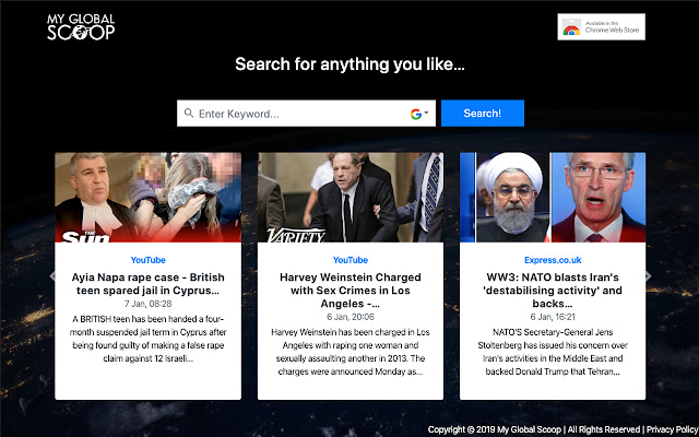 My Global Scoop from Chrome web store to be run with OffiDocs Chromium online My Global Scoop from Chrome web store to be run with OffiDocs Chromium online