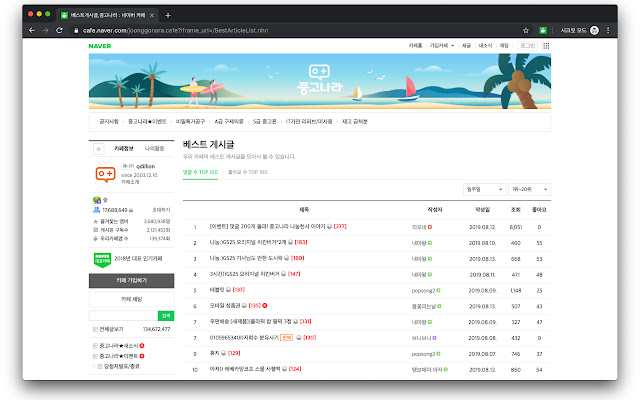 Naver Cafe Best Post from Chrome web store to be run with OffiDocs Chromium online Naver Cafe Best Post from Chrome web store to be run with OffiDocs Chromium online
