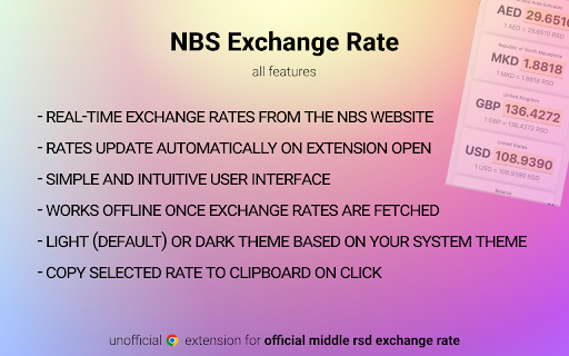 NBS Exchange Rate from Chrome web store to be run with OffiDocs Chromium online NBS Exchange Rate from Chrome web store to be run with OffiDocs Chromium online