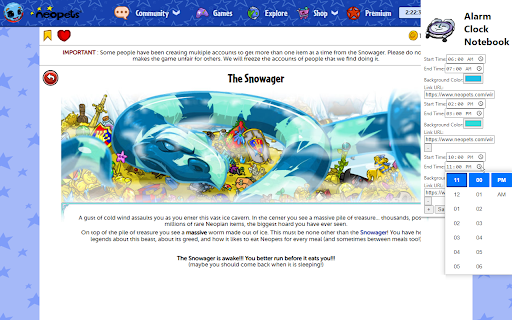 Neopets Alarm Clock Notebook from Chrome web store to be run with OffiDocs Chromium online Neopets Alarm Clock Notebook from Chrome web store to be run with OffiDocs Chromium online