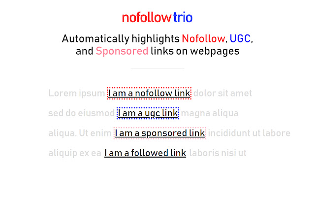 Nofollow Trio from Chrome web store to be run with OffiDocs Chromium online Nofollow Trio from Chrome web store to be run with OffiDocs Chromium online