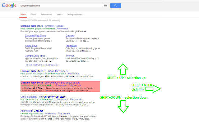 No Mouse Search Navigation from Chrome web store to be run with OffiDocs Chromium online No Mouse Search Navigation from Chrome web store to be run with OffiDocs Chromium online