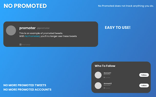 No Promoted Twitter Ad Blocker from Chrome web store to be run with OffiDocs Chromium online No Promoted Twitter Ad Blocker from Chrome web store to be run with OffiDocs Chromium online