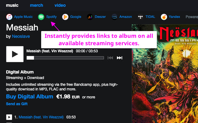 Odesli for Bandcamp from Chrome web store to be run with OffiDocs Chromium online Odesli for Bandcamp from Chrome web store to be run with OffiDocs Chromium online