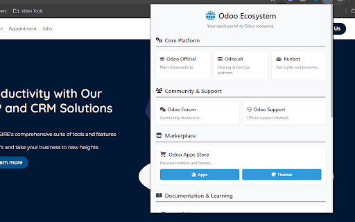 Odoo Ecosystem from Chrome web store to be run with OffiDocs Chromium online Odoo Ecosystem from Chrome web store to be run with OffiDocs Chromium online