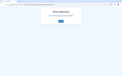 Personalized Affirmation Quotes from Chrome web store to be run with OffiDocs Chromium online Personalized Affirmation Quotes from Chrome web store to be run with OffiDocs Chromium online