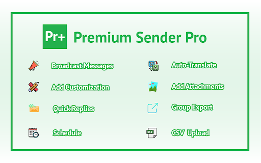 Premium Sender Pro Free Bulk Message Sender from Chrome web store to be run with OffiDocs Chromium online Premium Sender Pro Free Bulk Message Sender from Chrome web store to be run with OffiDocs Chromium online
