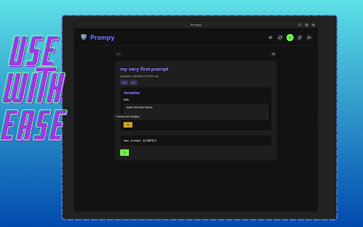 Prompy from Chrome web store to be run with OffiDocs Chromium online Prompy from Chrome web store to be run with OffiDocs Chromium online