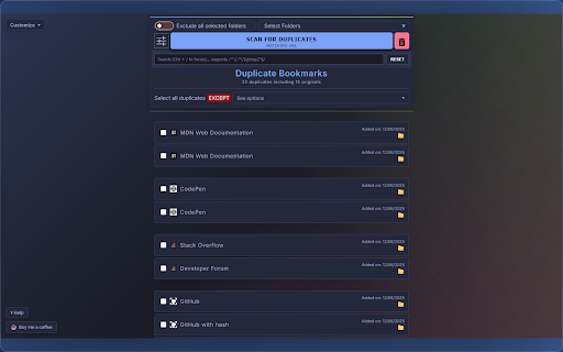Quick Duplicate Bookmarks Finder from Chrome web store to be run with OffiDocs Chromium online Quick Duplicate Bookmarks Finder from Chrome web store to be run with OffiDocs Chromium online