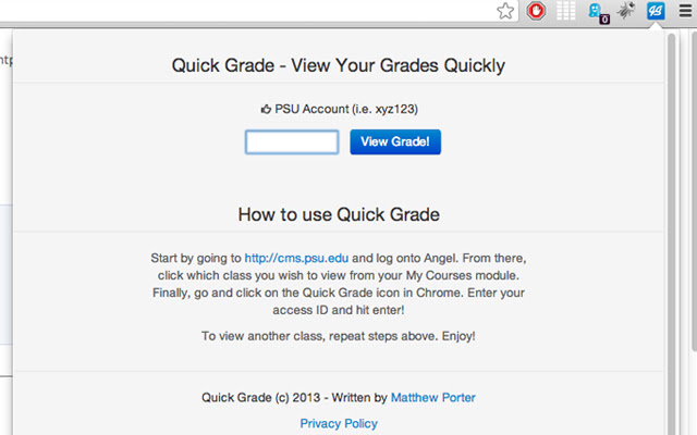 Quick Grade from Chrome web store to be run with OffiDocs Chromium online Quick Grade from Chrome web store to be run with OffiDocs Chromium online