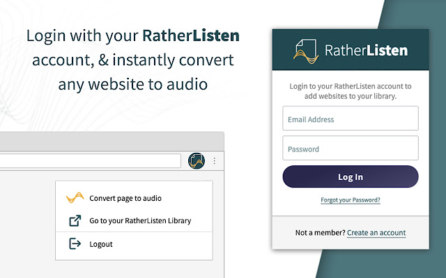 RatherListen from Chrome web store to be run with OffiDocs Chromium online RatherListen from Chrome web store to be run with OffiDocs Chromium online