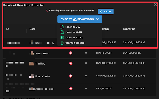 Reaction Exporter Extract Like, Love, etc. from Chrome web store to be run with OffiDocs Chromium online Reaction Exporter Extract Like, Love, etc. from Chrome web store to be run with OffiDocs Chromium online