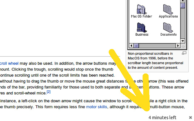 Reading progress indicator in minutes from Chrome web store to be run with OffiDocs Chromium online Reading progress indicator in minutes from Chrome web store to be run with OffiDocs Chromium online