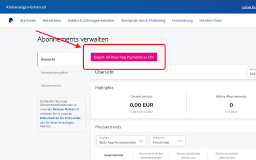 Recurring Payment / Subscription Export for PayPal from Chrome web store to be run with OffiDocs Chromium online Recurring Payment / Subscription Export for PayPal from Chrome web store to be run with OffiDocs Chromium online