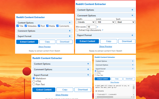 Reddit Content Extractor from Chrome web store to be run with OffiDocs Chromium online Reddit Content Extractor from Chrome web store to be run with OffiDocs Chromium online