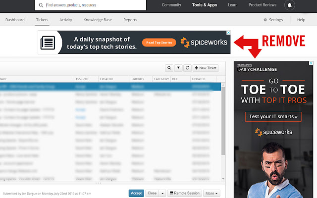 Remove Spiceworks Adverts from Chrome web store to be run with OffiDocs Chromium online Remove Spiceworks Adverts from Chrome web store to be run with OffiDocs Chromium online