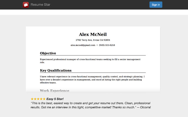 Resume Star from Chrome web store to be run with OffiDocs Chromium online Resume Star from Chrome web store to be run with OffiDocs Chromium online
