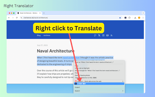 Right Translator GPT powered translation from Chrome web store to be run with OffiDocs Chromium online Right Translator GPT powered translation from Chrome web store to be run with OffiDocs Chromium online