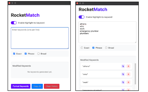 RocketMatch – Google Ads Keyword Formatter from Chrome web store to be run with OffiDocs Chromium online RocketMatch – Google Ads Keyword Formatter from Chrome web store to be run with OffiDocs Chromium online