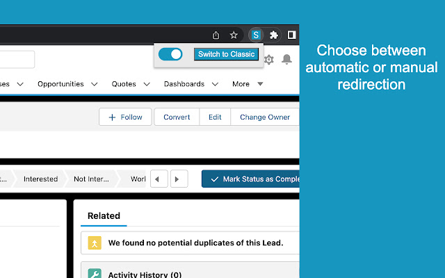 Salesforce Classic View (Lightning Classic) from Chrome web store to be run with OffiDocs Chromium online Salesforce Classic View (Lightning Classic) from Chrome web store to be run with OffiDocs Chromium online