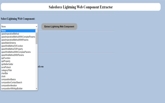 Salesforce Lightning Web Component Extractor from Chrome web store to be run with OffiDocs Chromium online Salesforce Lightning Web Component Extractor from Chrome web store to be run with OffiDocs Chromium online