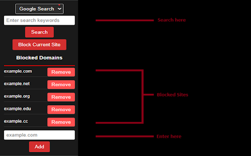 Search Engine Website Excluder from Chrome web store to be run with OffiDocs Chromium online Search Engine Website Excluder from Chrome web store to be run with OffiDocs Chromium online
