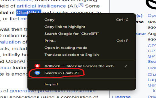 Search In ChatGPT from Chrome web store to be run with OffiDocs Chromium online Search In ChatGPT from Chrome web store to be run with OffiDocs Chromium online