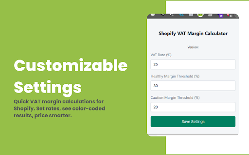 Shopify VAT Margin Calculator from Chrome web store to be run with OffiDocs Chromium online Shopify VAT Margin Calculator from Chrome web store to be run with OffiDocs Chromium online