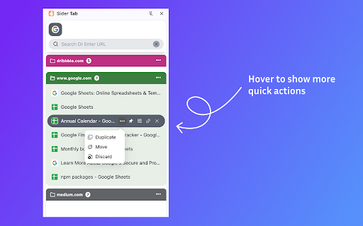 Sider Tab Efficient Sidebar Tab Management Tool from Chrome web store to be run with OffiDocs Chromium online Sider Tab Efficient Sidebar Tab Management Tool from Chrome web store to be run with OffiDocs Chromium online