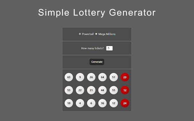 Simple Lottery Generator from Chrome web store to be run with OffiDocs Chromium online Simple Lottery Generator from Chrome web store to be run with OffiDocs Chromium online