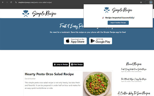 Simple Recipe from Chrome web store to be run with OffiDocs Chromium online Simple Recipe from Chrome web store to be run with OffiDocs Chromium online