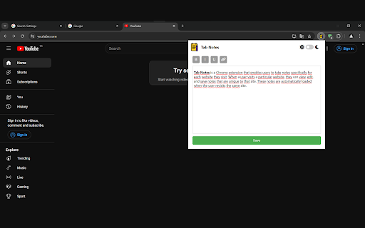 Tab Notes from Chrome web store to be run with OffiDocs Chromium online Tab Notes from Chrome web store to be run with OffiDocs Chromium online