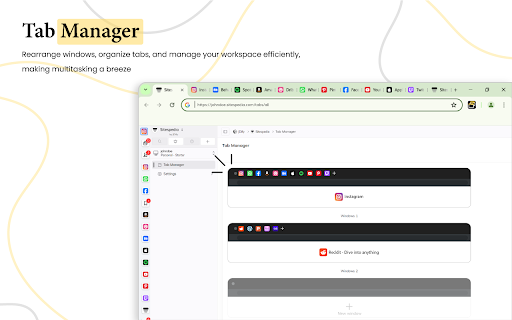 Tabs Manager | Sitespedia Save, Organize, and Sync Your Browser Tabs from Chrome web store to be run with OffiDocs Chromium online Tabs Manager | Sitespedia Save, Organize, and Sync Your Browser Tabs from Chrome web store to be run with OffiDocs Chromium online