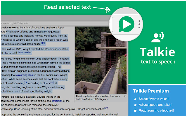 Talkie: text to speech, many languages! from Chrome web store to be run with OffiDocs Chromium online Talkie: text to speech, many languages! from Chrome web store to be run with OffiDocs Chromium online