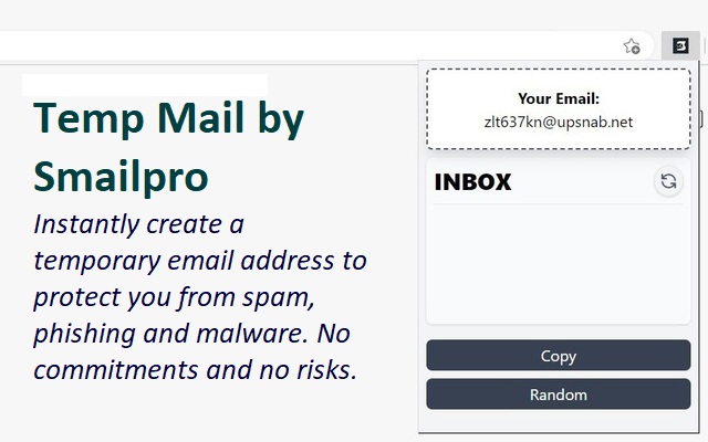 Temp Mail by Smailpro from Chrome web store to be run with OffiDocs Chromium online Temp Mail by Smailpro from Chrome web store to be run with OffiDocs Chromium online