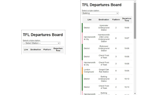 TfL Departures Board from Chrome web store to be run with OffiDocs Chromium online TfL Departures Board from Chrome web store to be run with OffiDocs Chromium online