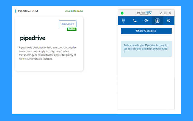 TheRealPBX Extension For Pipedrive from Chrome web store to be run with OffiDocs Chromium online TheRealPBX Extension For Pipedrive from Chrome web store to be run with OffiDocs Chromium online