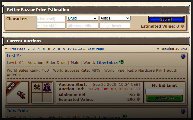 Tibia Better Bazaar from Chrome web store to be run with OffiDocs Chromium online Tibia Better Bazaar from Chrome web store to be run with OffiDocs Chromium online