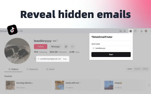 TikTok Email Finder for Instant Influencer Contact Info from Chrome web store to be run with OffiDocs Chromium online TikTok Email Finder for Instant Influencer Contact Info from Chrome web store to be run with OffiDocs Chromium online