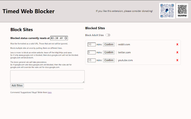 Timed Web Blocker from Chrome web store to be run with OffiDocs Chromium online Timed Web Blocker from Chrome web store to be run with OffiDocs Chromium online