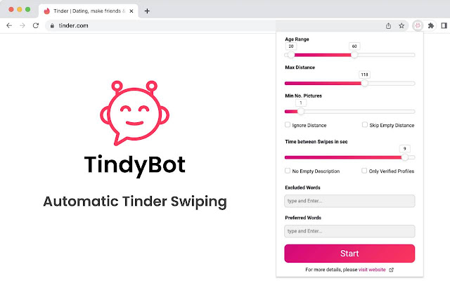TindyBot from Chrome web store to be run with OffiDocs Chromium online TindyBot from Chrome web store to be run with OffiDocs Chromium online