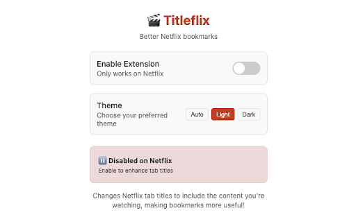 Titleflix from Chrome web store to be run with OffiDocs Chromium online Titleflix from Chrome web store to be run with OffiDocs Chromium online