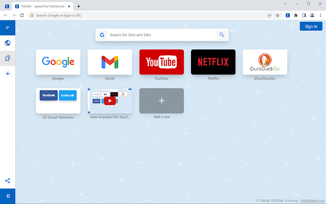 TitleTab Speed Dial Dashboard from Chrome web store to be run with OffiDocs Chromium online TitleTab Speed Dial Dashboard from Chrome web store to be run with OffiDocs Chromium online