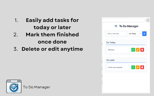 Todo Manager from Chrome web store to be run with OffiDocs Chromium online Todo Manager from Chrome web store to be run with OffiDocs Chromium online
